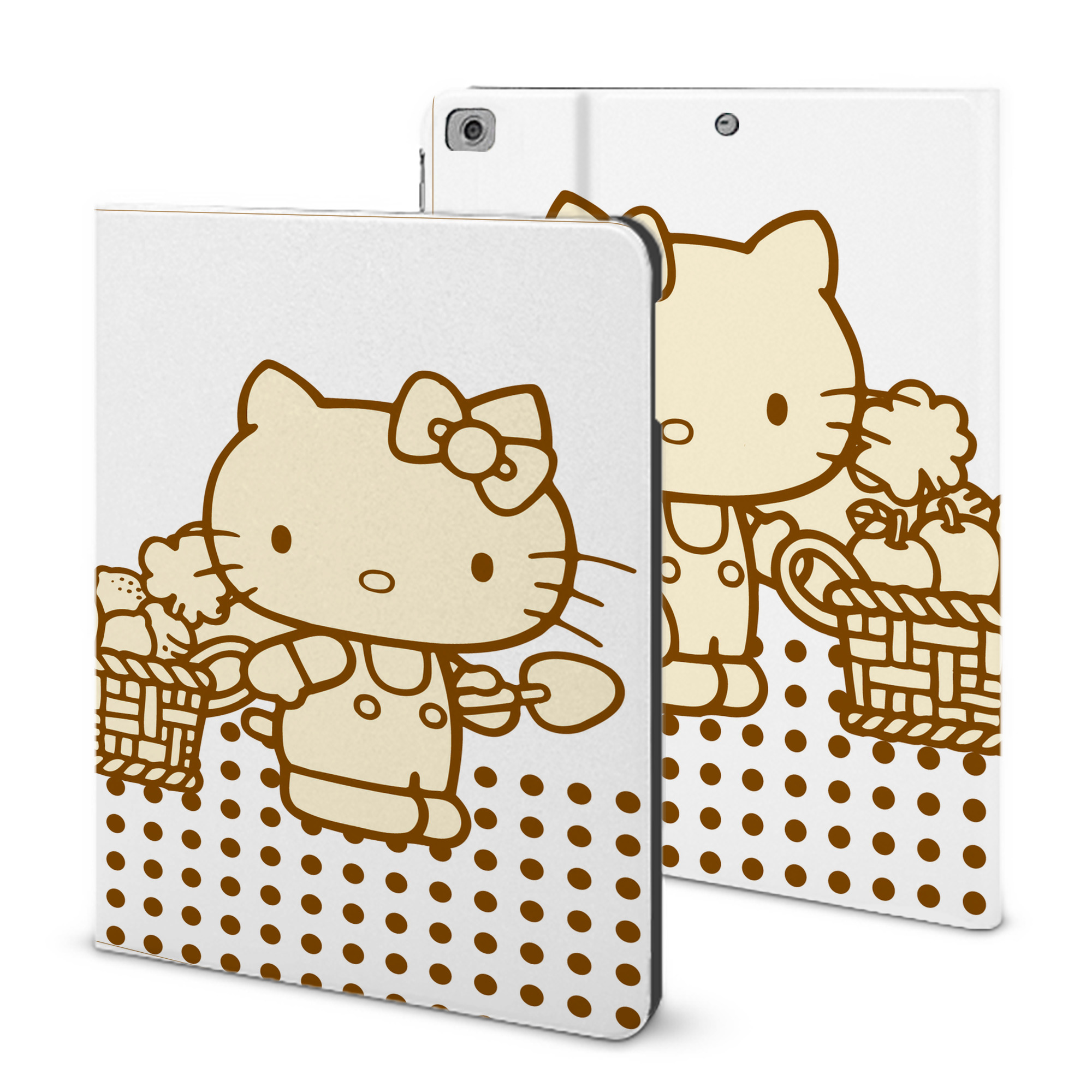 （画像用） Hello Kitty ハローキティ IPad ケース ブック型 PUレザー TPU 耐衝撃 軽量 薄型 ペン収納なし 全面保護 IPad 各モデル対応